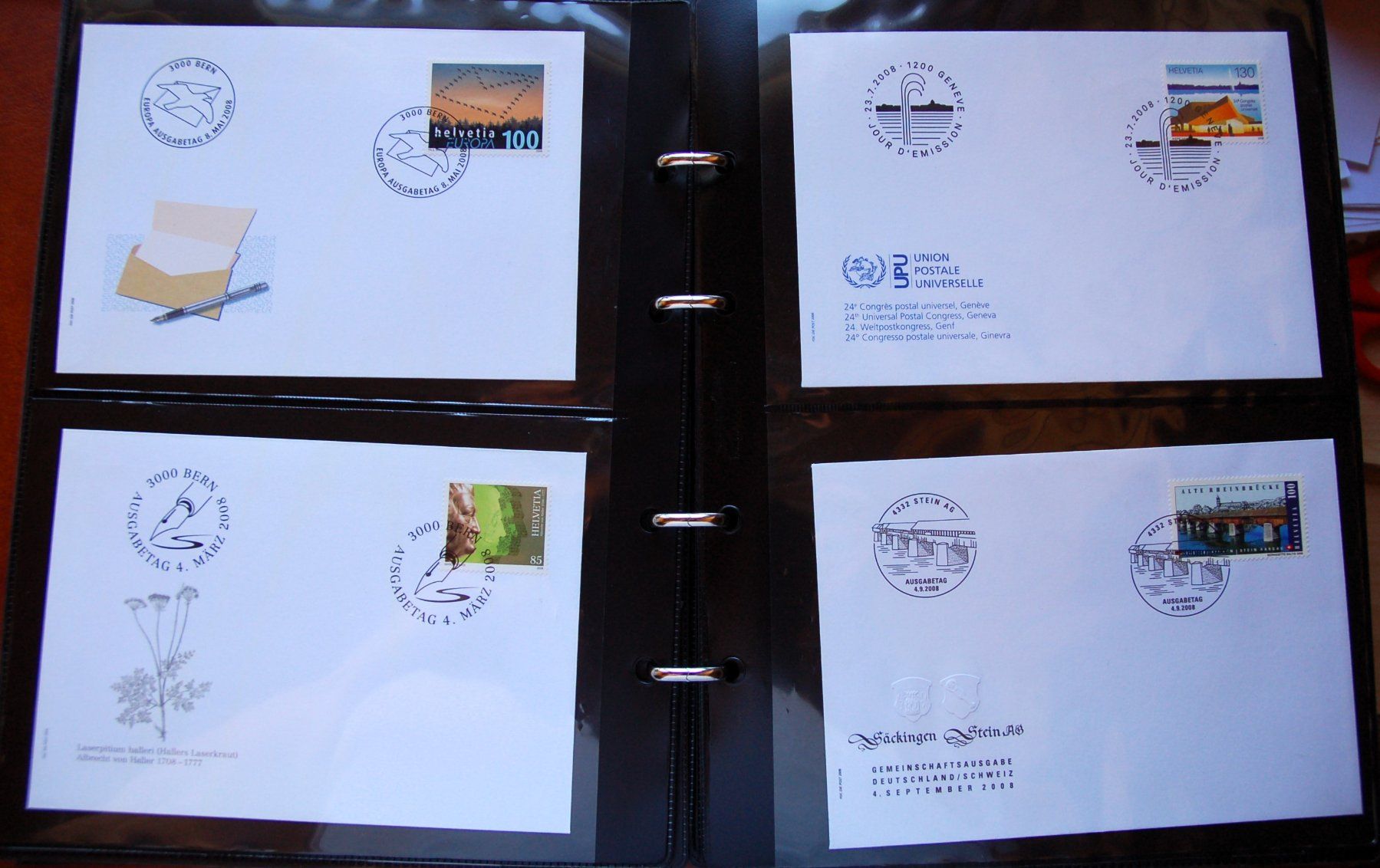 Alle Briefmarken: 84 FDC divers pays dans un album ocre – Gebraucht aus Gland von pas_wxw 5