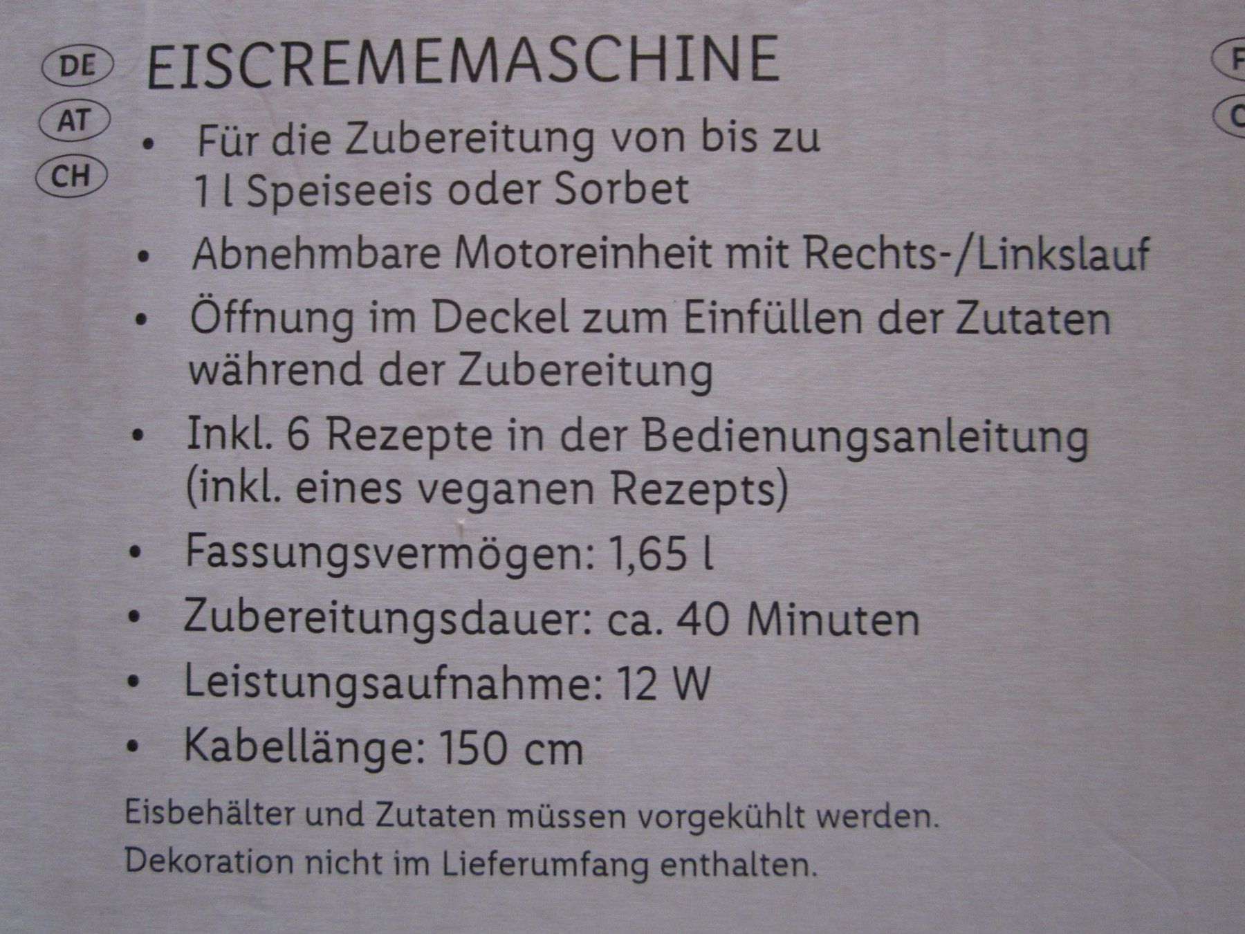 SilverCrest Elettrodomestici da cucina: Glacé- und Sorbetmaschine Silvercrest – Nuovo e nell'imballaggio originale da Binningen venduto da flugi30 3