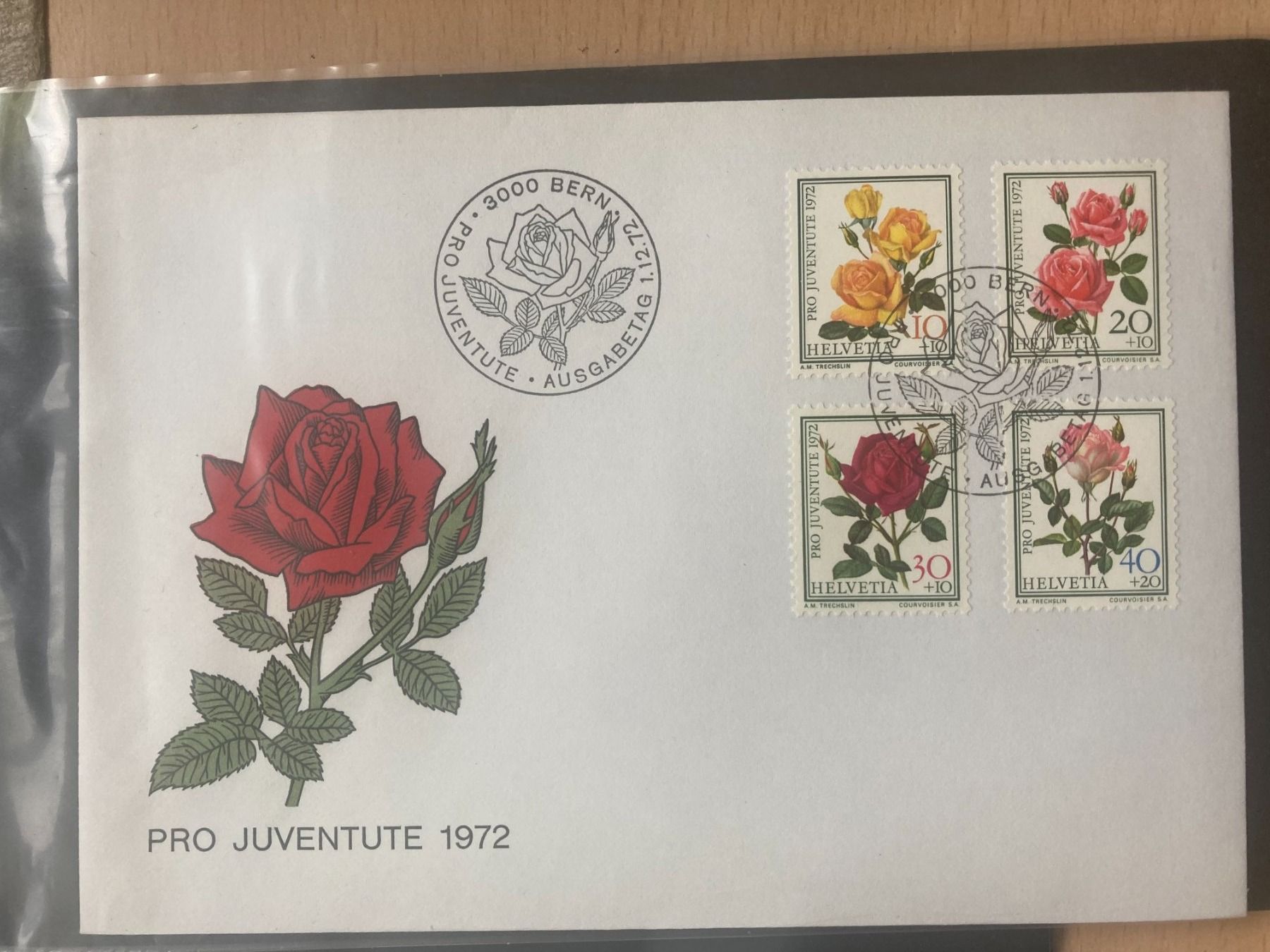 Alle Briefmarken: CH 1972 Ersttagsbrief Satz Pro Juventute Rosen – Gebraucht aus Liestal von schnueps