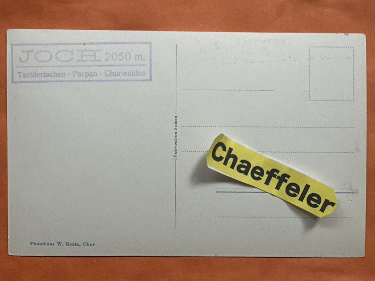 Cartoline postali: Jochhöhe 2047m gegen Calanda und Ringelspitze – Usato da Zürich venduto da Chaeffeler 1