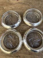 4 Untersetzer Glas mit Sterling Silber Rand gebraucht
