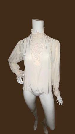 Saint Laurent Seidenbluse, Rüschen, Grösse 38, Vintage!
