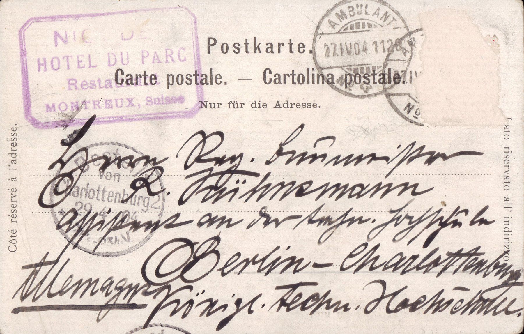 Cartoline postali: AK 1904 Glion et Dent du Midi – Usato da Eggersriet venduto da glasshouse3egg 1