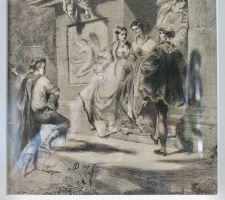 DER WANDERNDE MUSIKER, BLEISTIFTZEICHNUNG NACH BARON, 1847.