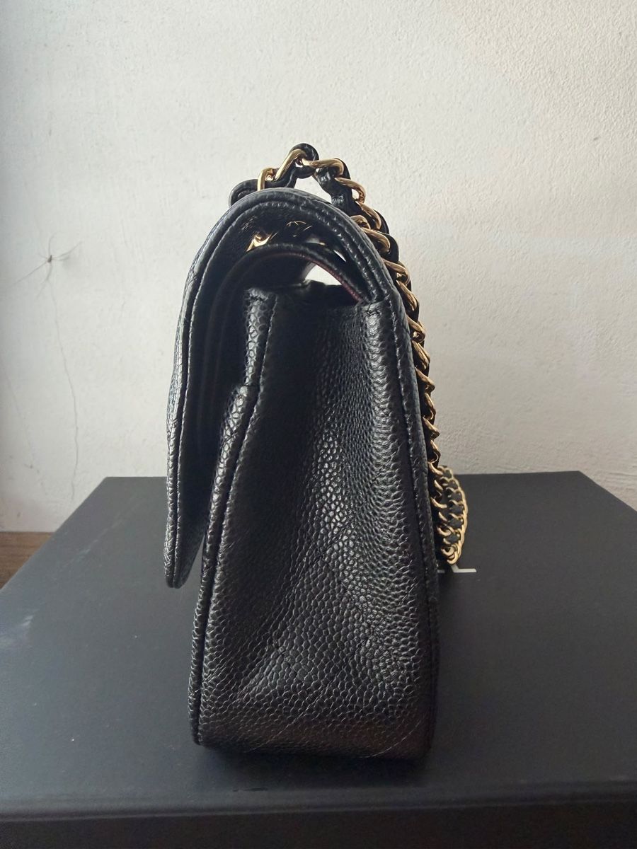 Chanel Borse da donna: Chanel Classic Timeless Medium Double Flap Black Caviar – Usato da Münchenstein venduto da watchpatrol 2