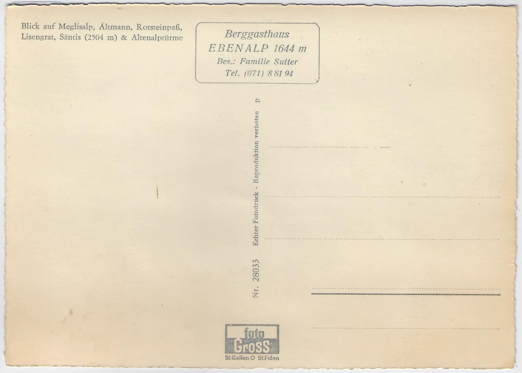 Cartoline postali: Im Alpstein - Berggasthaus Ebenalp – Antico da Ettingen venduto da Kartenplanet 1