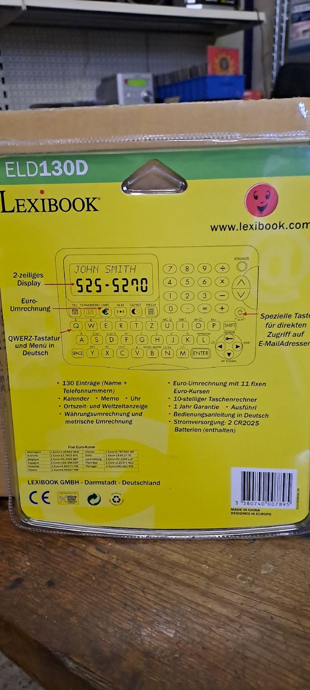 Calcolatrici tascabili: Euro Organizer Lexibook – Nuovo e nell'imballaggio originale da Stetten AG venduto da Maschinenwarencenter 2