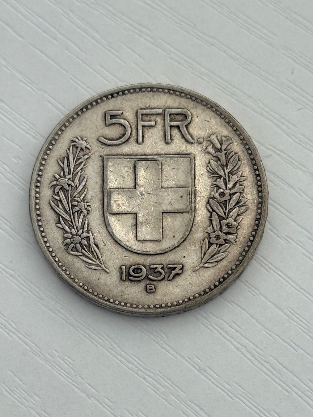 Tutti le monete: 5 Franken 1937  Rar – Usato da Wallisellen venduto da SWISS_SILVER1