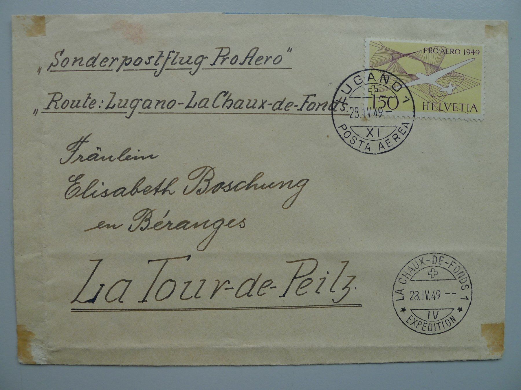 Tutti i francobolli: 1949, Flugbrief Nr.5 – Usato da Sursee venduto da Luzernerraute