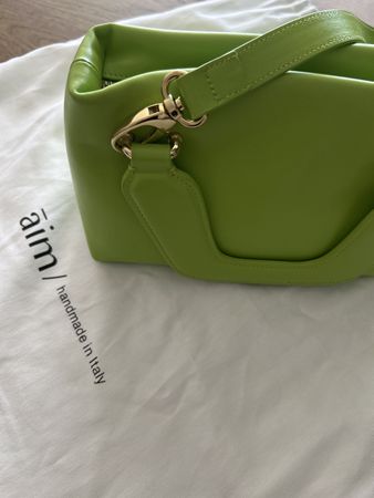 Borsa Aim rettangolare, in pelle verde mela - come nuova!