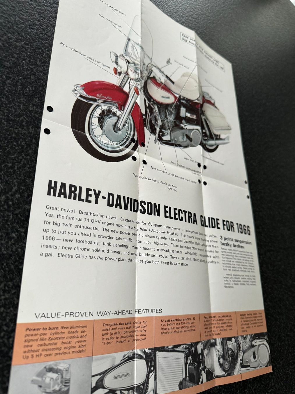 Documenti: Harley Prospekt, Katalog, Flyer Electra Glide FLH 1966 – Usato da Niederhasli venduto da Berno