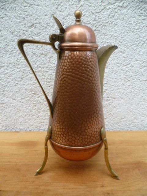Teekannen: Antike Kaffeekanne Kupfer Messing mit Deckel – Gebraucht aus Effretikon von Heimstudio 2