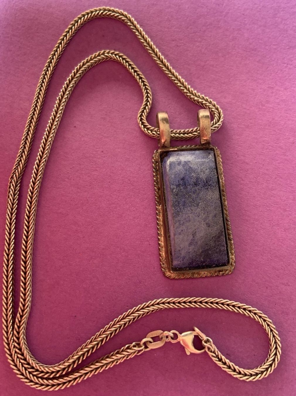 Anhänger: Schlangenkette flach + Lapislazuli-Anhängern – Gebraucht aus Dittingen von Bellevista 1