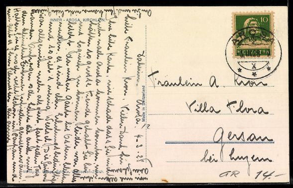 Cartoline postali: AK Inner-Arosa, Kirchlein – Usato da Berlin venduto da bartko-reher 1