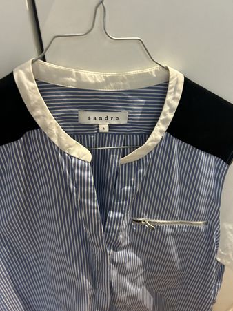 Sandro striped shirt, black/blue/white, size 1, spring