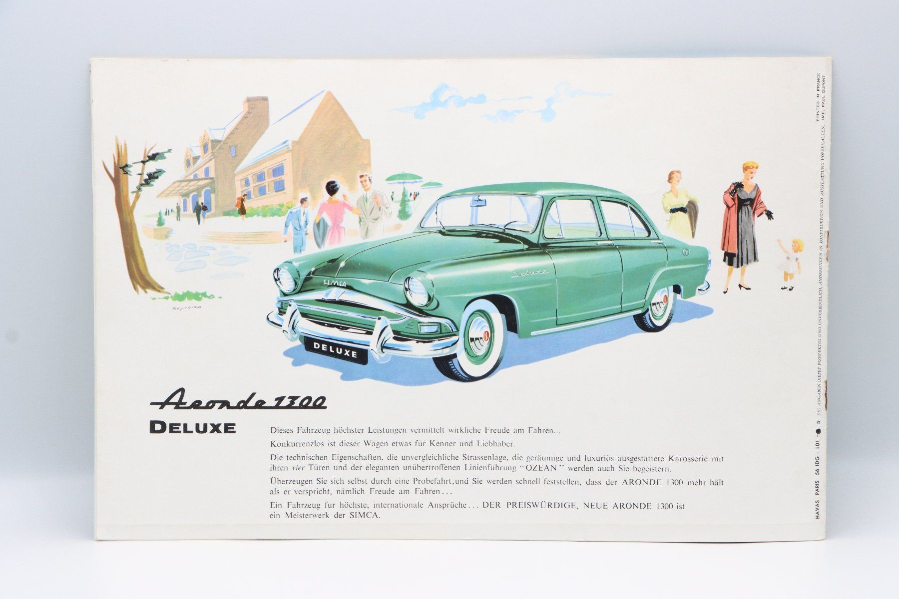 Simca Documents: Simca Aronde 1300 1956 Prospekt – D'occasion à Bühl b.Aarberg par Collectorpassions 1