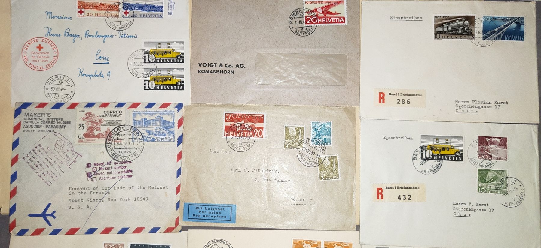 Alle Briefmarken: Luftpostbriefe Einschreibebriefe Schweiz 1xParaguay – Gebraucht aus Gossau SG von mog_2q7f 4
