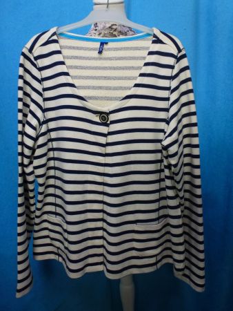 SWEATSHIRT JACKE MARITIM BLAU WEISS STREIFEN GR M COTTON NEU