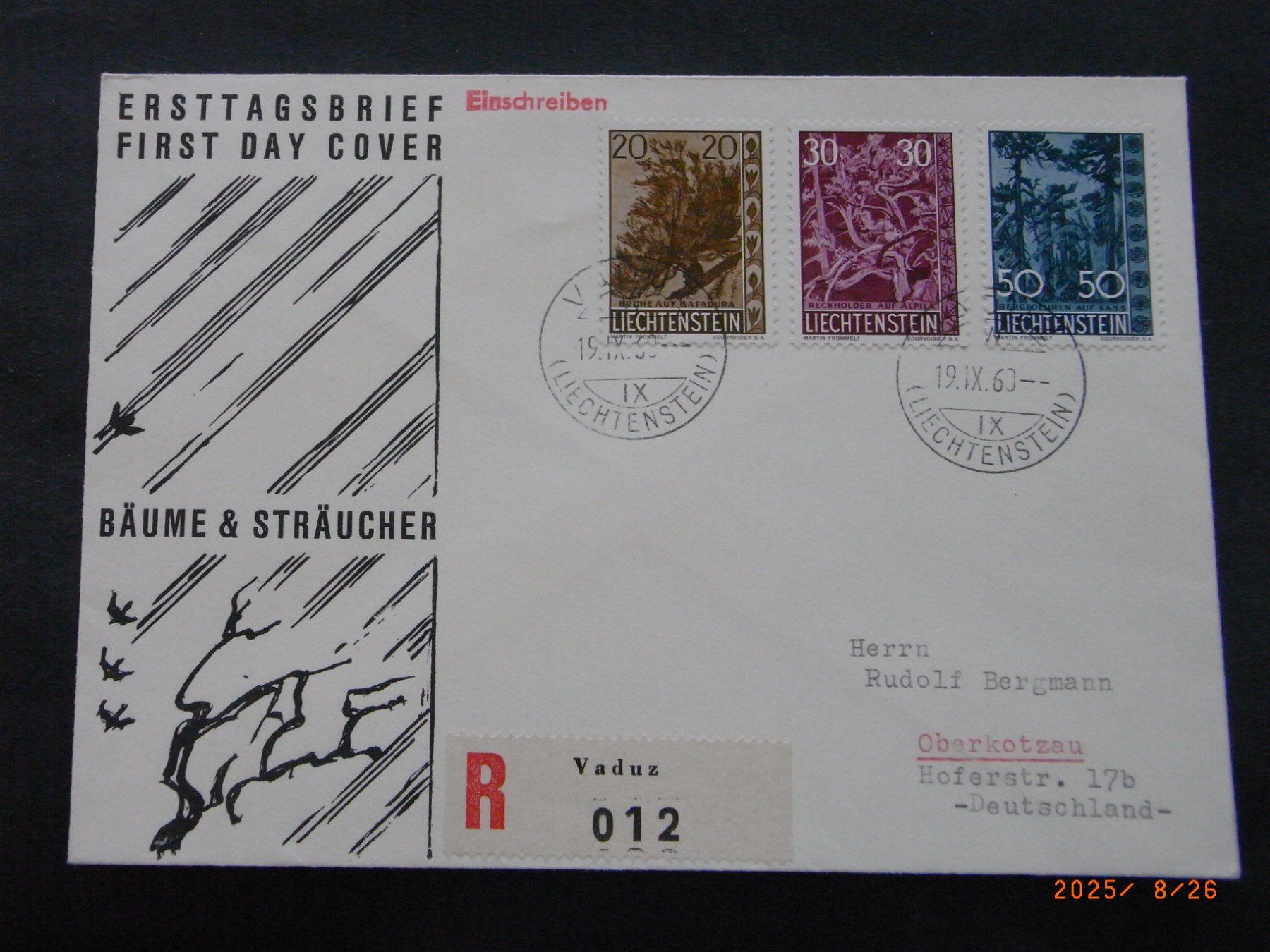 Tutti i francobolli: Fl 1960 345-347 g. Satz R  FDC – Usato da Ittigen venduto da shetland