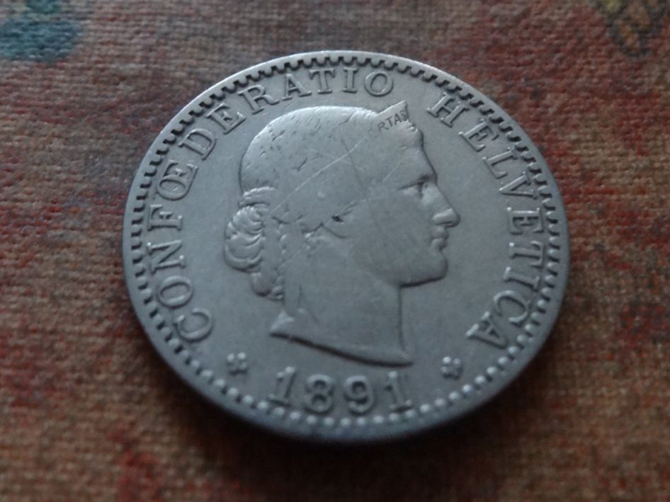 Tutti le monete: 20 Rp. 1891  (B) – Usato da Romanel-sur-Lausanne venduto da Swift13