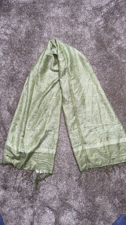 Étole / Schal pashmina et soie vert 70x160