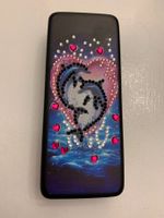 Brillenetui mit Strass und Delfinen, Top Zustand, Sommer