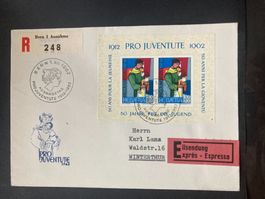 CH 1962 ill. R-Eil-Ersttagsbrief Block 50 J. Pro Juventute A