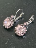 Elegante Ohrringe mit rosa Schmucksteinen, neuwertig!