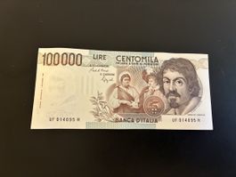 Repubblica Italiana. 100000 Lire "CARAVAGGIO"bankfrisch 