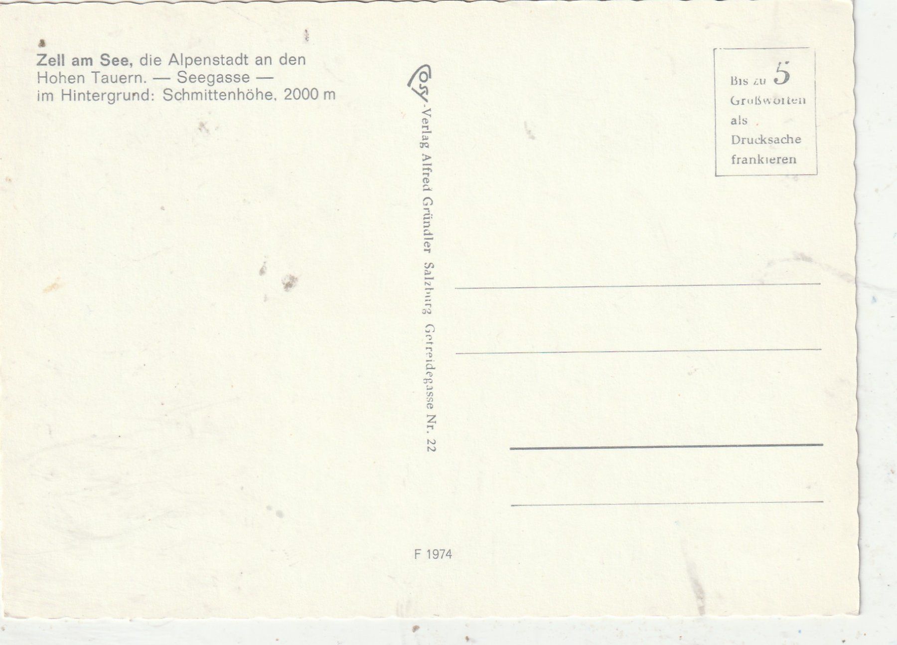 Cartoline postali: Zell am See – Usato da Lumbrein venduto da made02 1