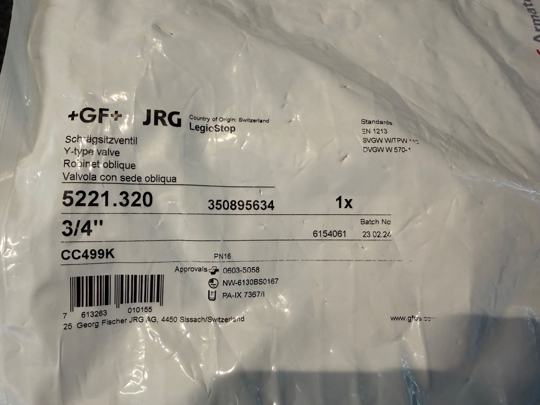 Armaturen: GF Schrägsitzventil, JRG, 3/4" – Neu und originalverpackt aus Winterthur von efant12 2
