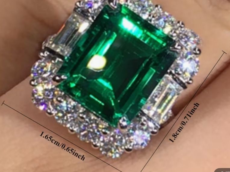 Anelli: Luxus Elegante Gr.19/9 Ring Farbe: Silber/ Grün – Nuovo (secondo la descrizione) da Biel-Bienne venduto da Roserosse13 9