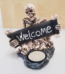 Teelichthalter Skelett mit "Welcome" Schild (DOD-002)