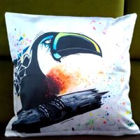 Motivkissen Tukan weiss bunt Geschenk