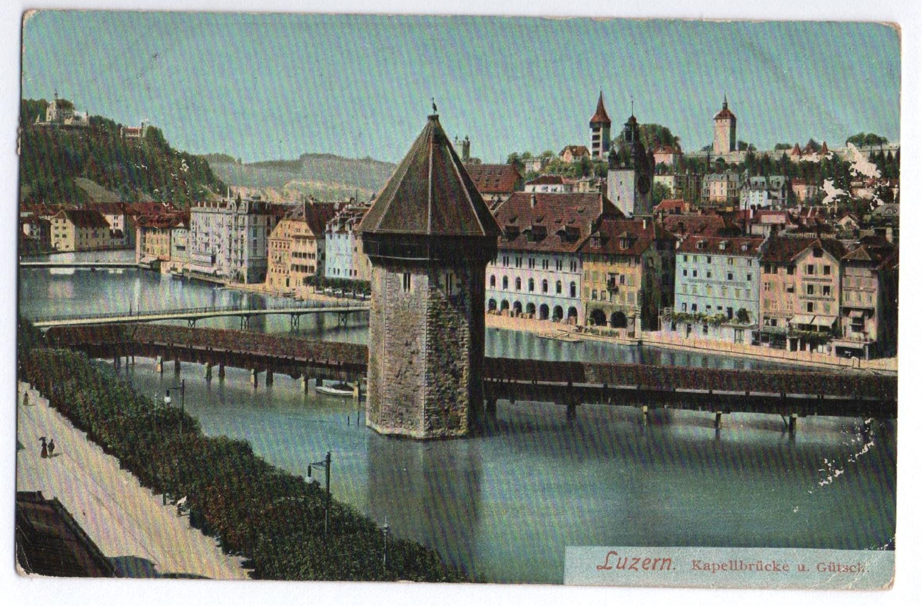 Cartoline postali: LUZERN Kapellbrücke u. Gütsch – Usato da Jona venduto da philajona