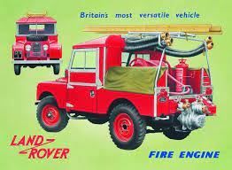 Blechschild-LAND ROVER-FIRE ENGINE - 30 X 40 CM