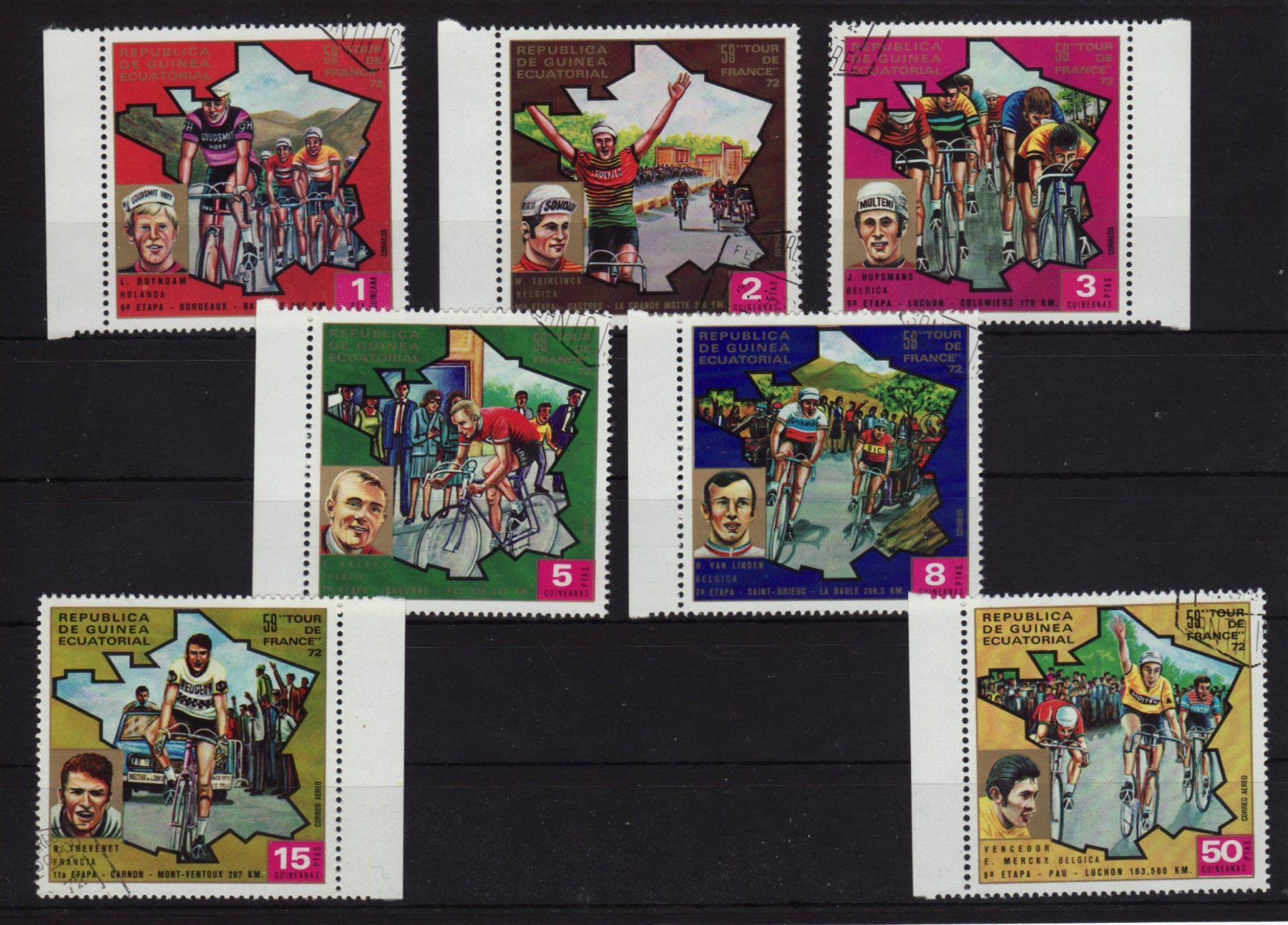 Tutti i francobolli: 080 GUINEA ECUATORIAL, BM + BLOCKS TdF 1972 – Usato da Bern venduto da markenbak 1