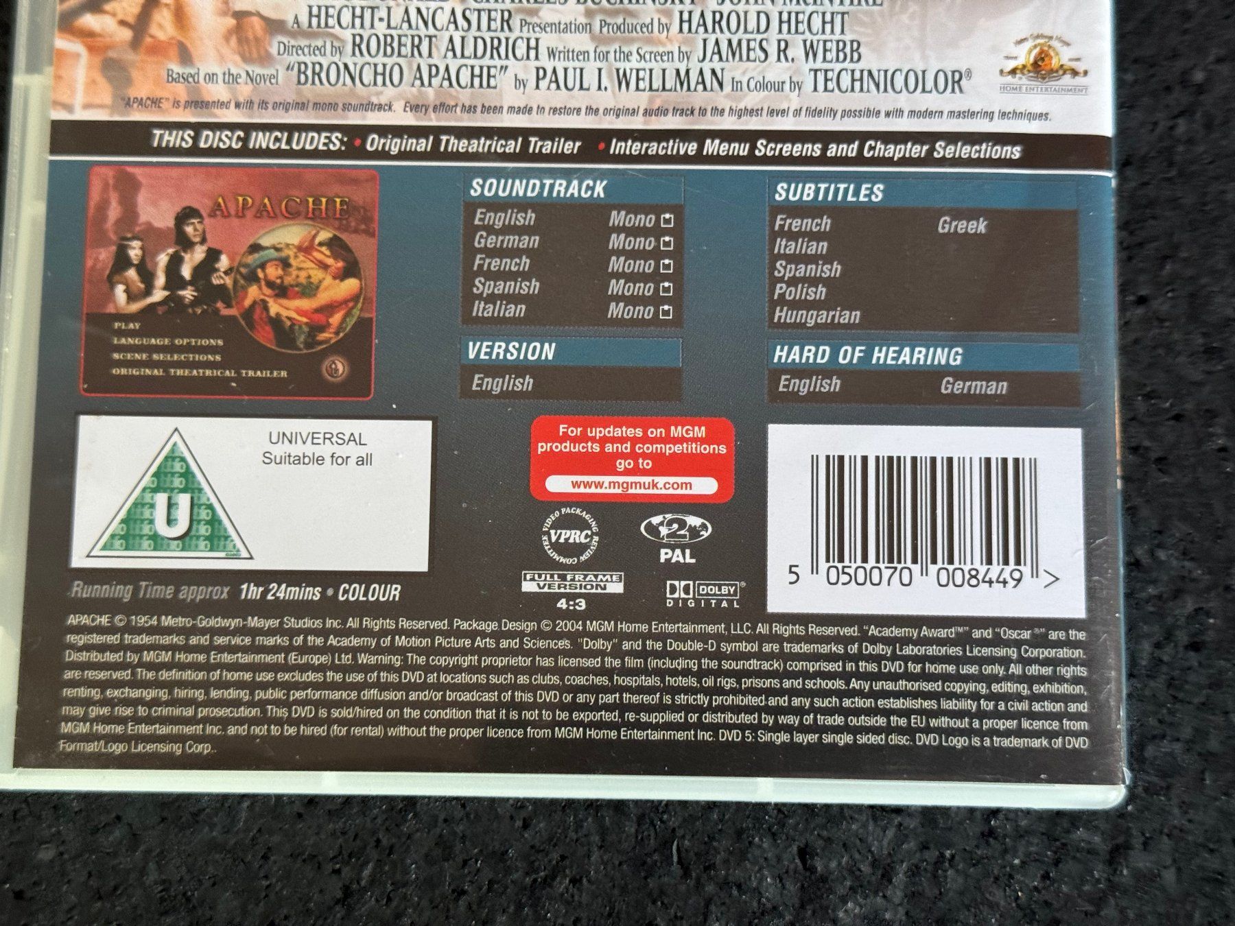 Tutti i DVDs: Apache Burt Lancaster DVD EN/DE/FR/SP/IT – Usato da Fribourg venduto da tschjoly 3