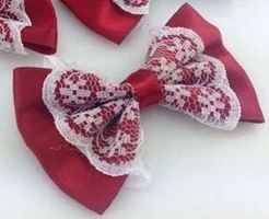 Grand noeud satin dentelle 5cm BORDEAU