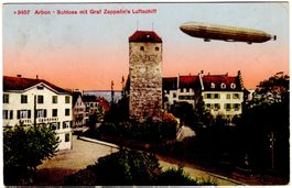 Zeppelin über Arbon - echt gelaufen am 8.8.1917