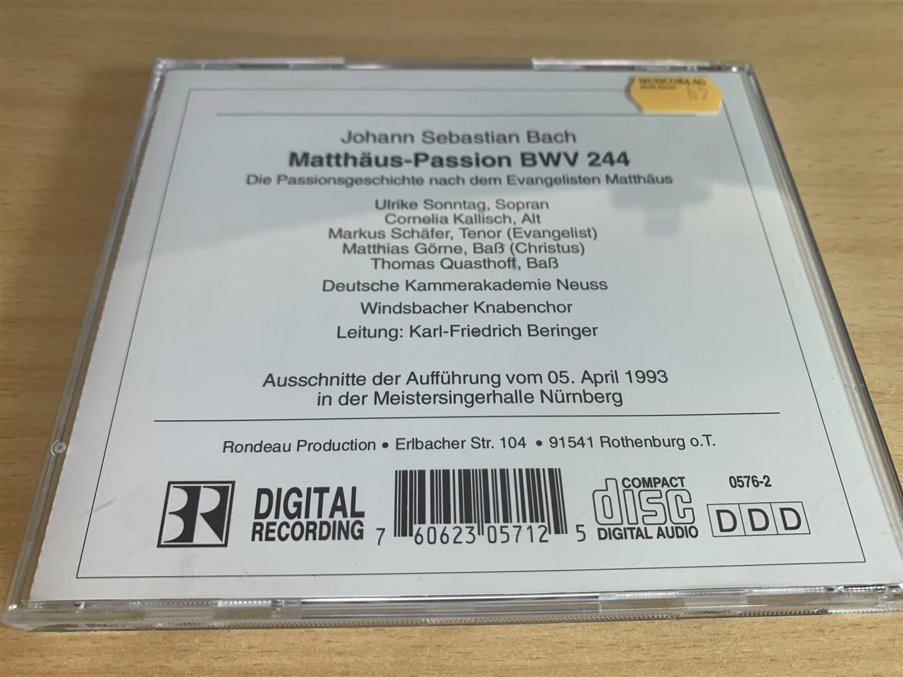 CD: J. S. Bach: Matthäus-Passion, BWV244 – Usato da Rikon im Tösstal venduto da Alpenmutz 1