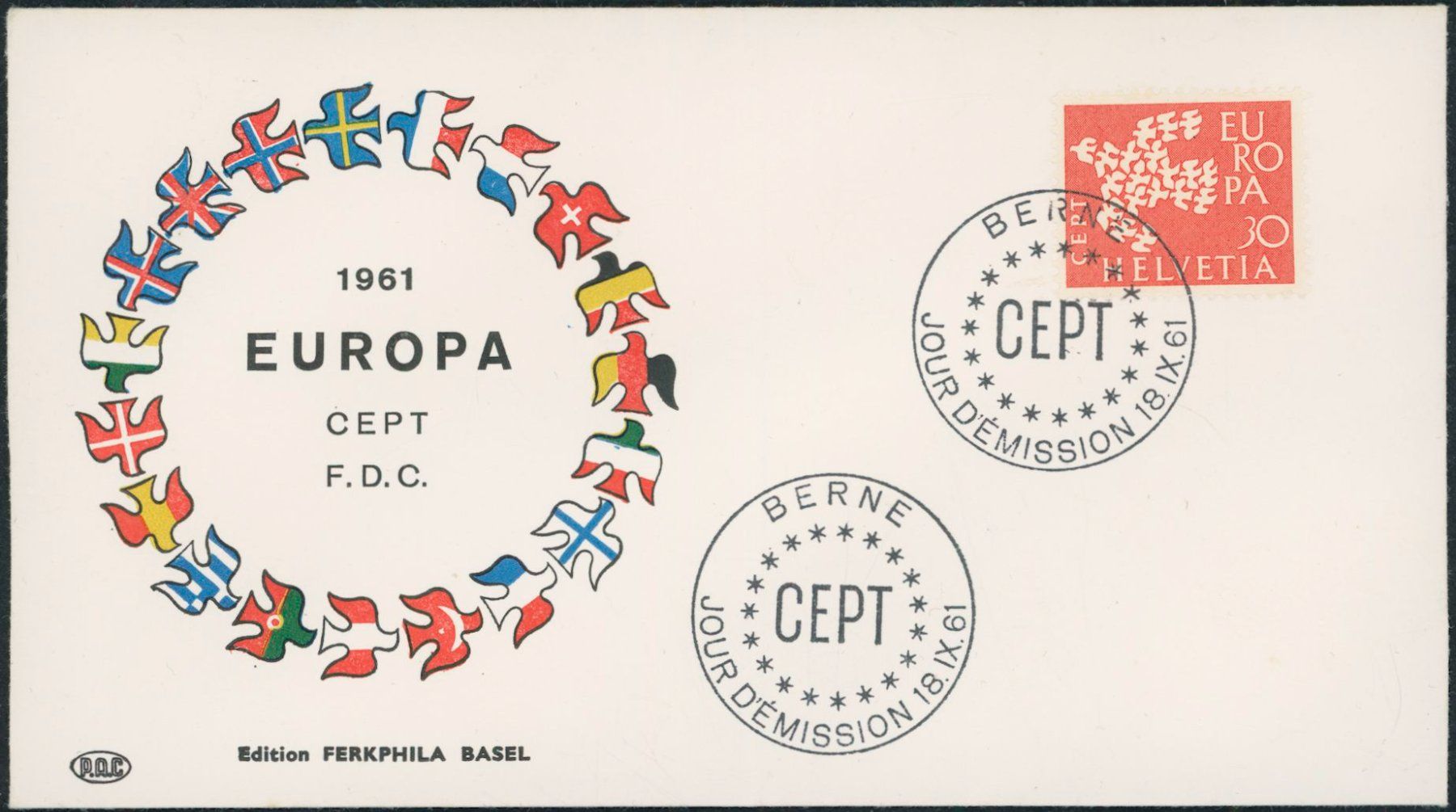 Tutti i francobolli: 1961 - Europa - Ersttagsbrief FDC U1 ET – Usato da Schindellegi venduto da leecollect 1