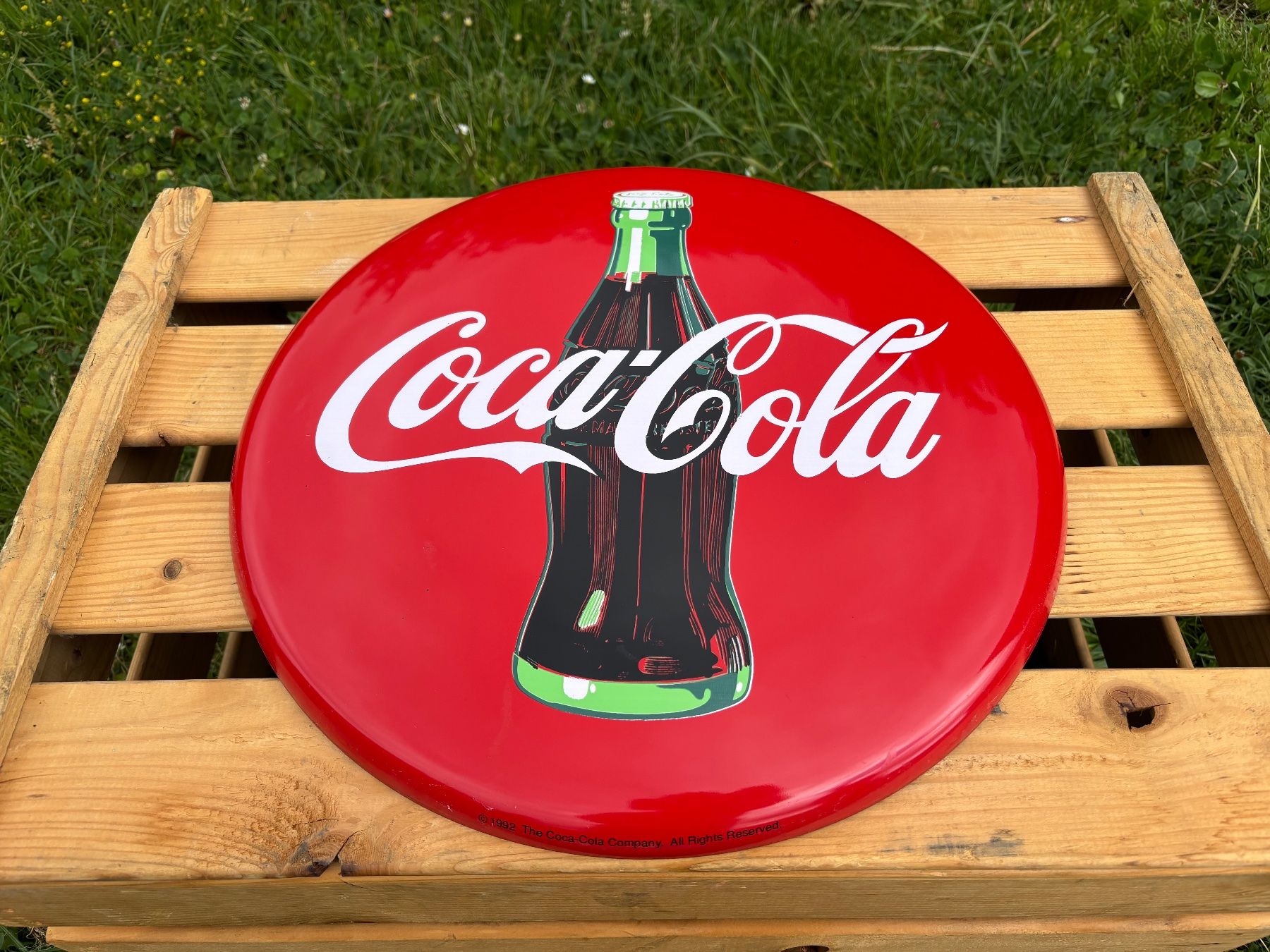 Coca-Cola Insegne: schönes rundes Coca Cola Vintage Blechschild – Usato da Feldbach venduto da Olive1 1