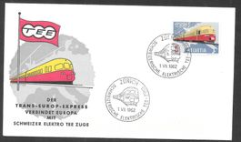 Eisenbahn Sonderbrief S. 536 TEE-Züge Zürich 1.7.1962