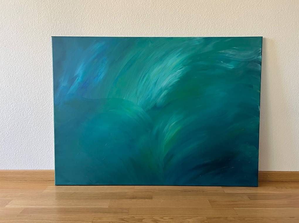 Dipinti: 110x80cm Bild grünblau "Grünschimmer" – Nuovo e nell'imballaggio originale da Urdorf venduto da manuela4 1