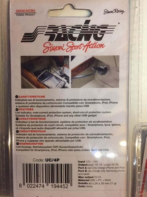 Unità & Adattatore: Simoni Racing USB Autonetzstecker Adapter 12V – Nuovo e nell'imballaggio originale da Goldach venduto da SSRConzept 3