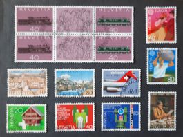 9-11-3 Timbres Helvetia oblitérés. Années 1977, 1981, 1982