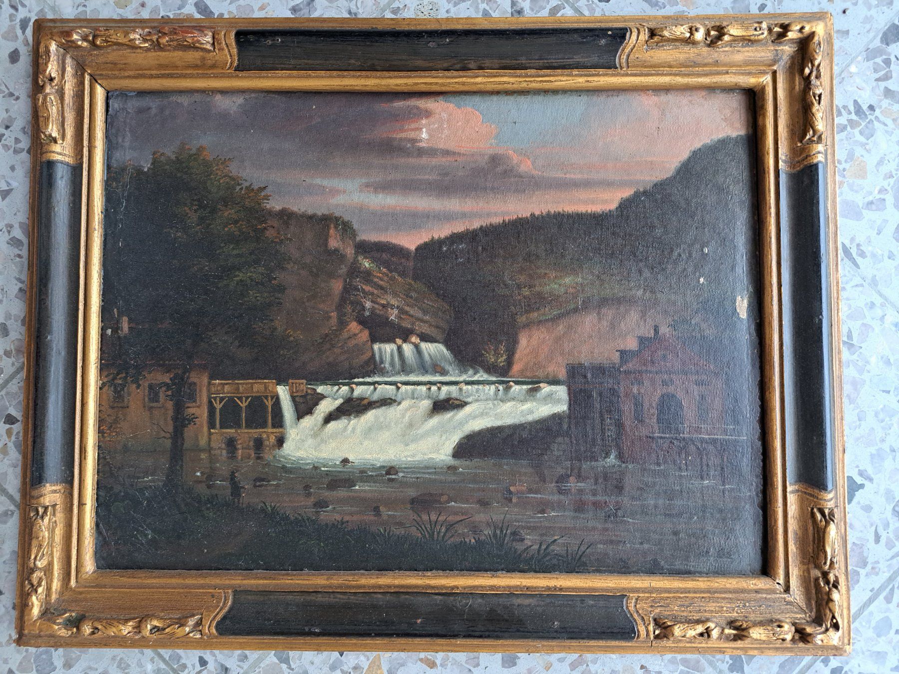 Gemälde: Gemälde antik (Rheinfall) – Gebraucht aus Willisau von afb123