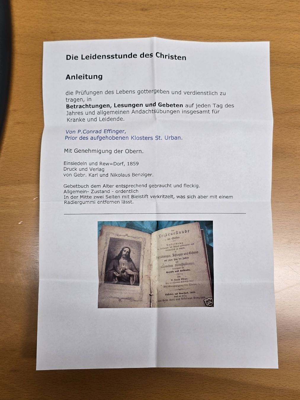 Bücher: Antikes Gebetbuch "Leidensstunde des Christen", 1859! – Gebraucht aus Oberwil-Lieli von Filu55 3