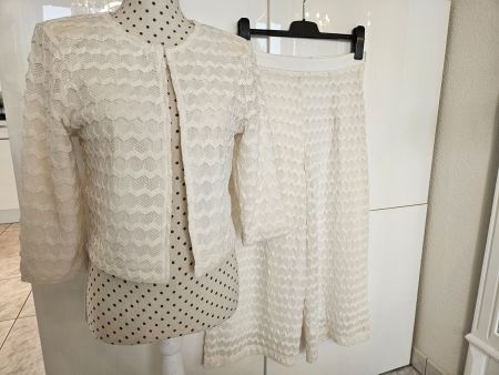 Zweiteiler Jacke + Hose Weiss Gr. 38 Hosenanzug Hochzeit